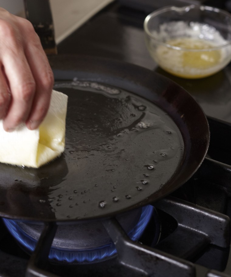Butter the crepe pan or nonstick pan.