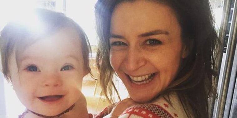 Grey's Anatomy actress Caterina Scorsone with her daughter, who has Down syndrome