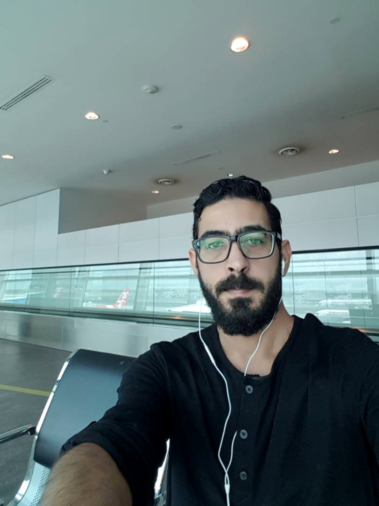 Image: Hassan Al Kontar has been stuck at an airport in Kuala Lumpur, Malaysia for 59 days. 