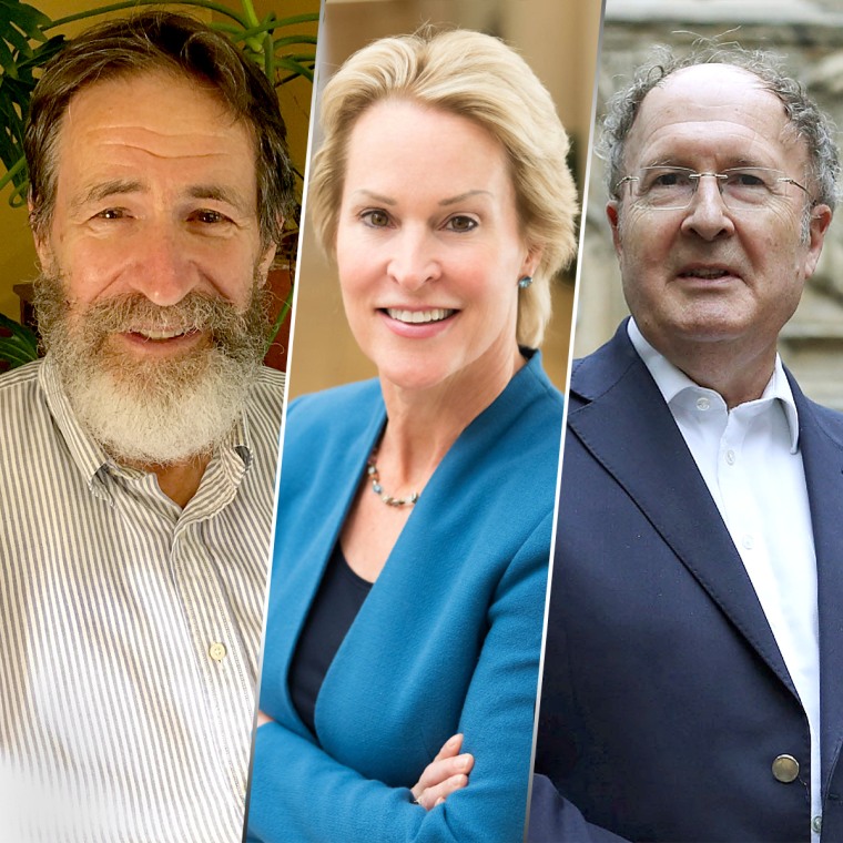 George P. Smith of the U.S., Frances H. Arnold of the U.S., and Gregory P. Winter of Britain, the 2018 Nobel Prize laureates for Chemistry.
