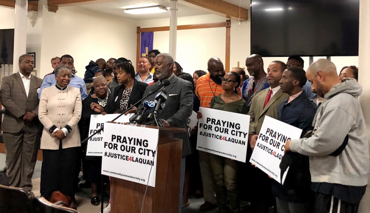 Activists and religious leaders gather at Quinn Chapel AME church in Chicago to discuss plans for Jason Van Dyke verdict on Oct. 1, 2018.