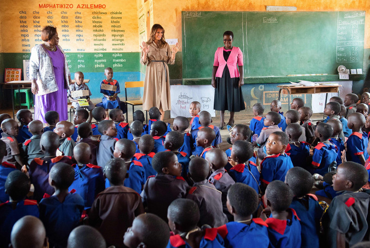 Image: U.S. First lady Melania Trump visits Chipala Primary School in Lilongwe on Oct. 4, 2018