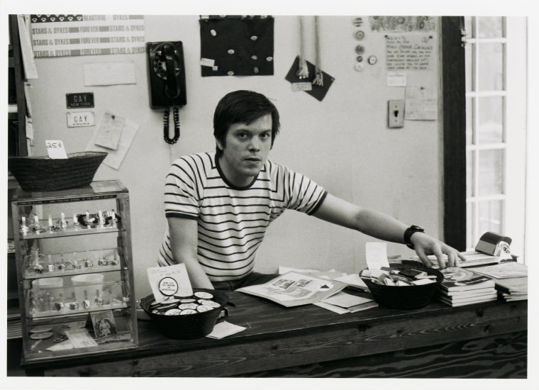 Craig Rodwell behind the counter of the Oscar Wilde Memorial Bookshop.