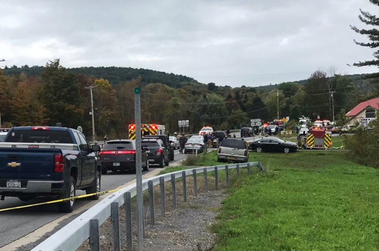Emergency personnel respond to a deadly limousine crash Oct. 6 in Schoharie, New York. 