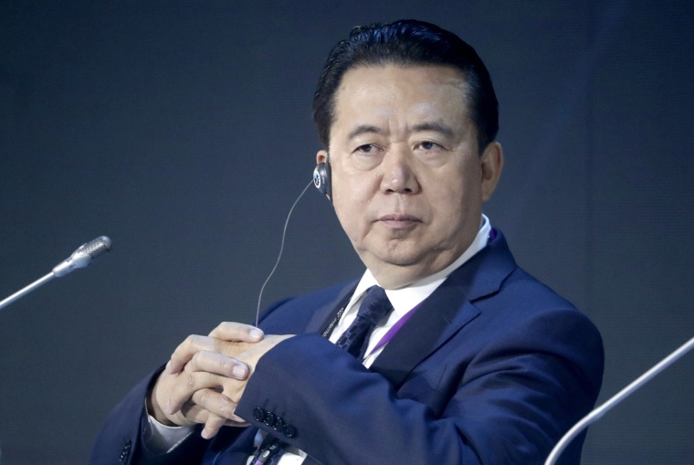 Interpol President Meng Hongwei at an International Cybersecurity Congress in Moscow