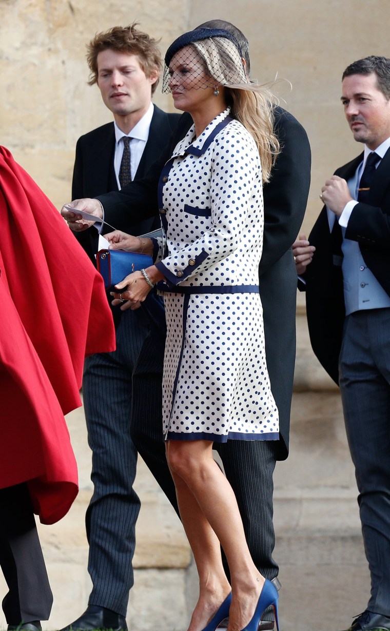 Kate Moss sported a fun, polka-dotted dress. 