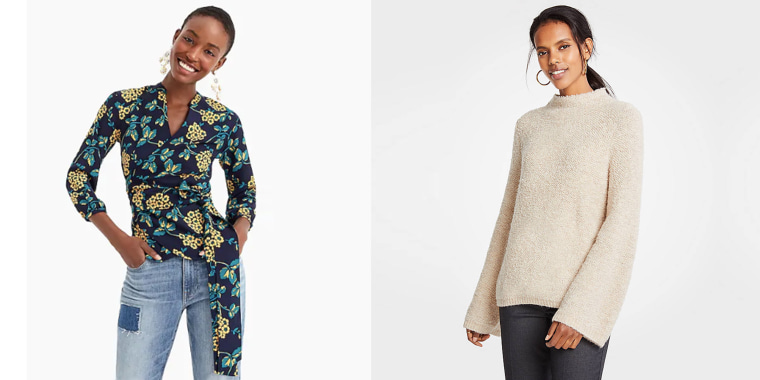 Stock up on sweaters from Ann Taylor and tops from J.Crew.