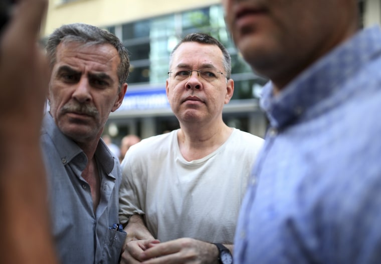 Image: Andrew Craig Brunson, an evangelical pastor from Black Mountain, North Carolina, arrives at his house in Izmir, Turkey on July 25, 2018.