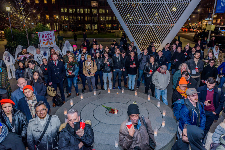 The annual Out of Darkness Candlelight Vigil at the NYC AIDS Memorial on Dec. 1, 2017.