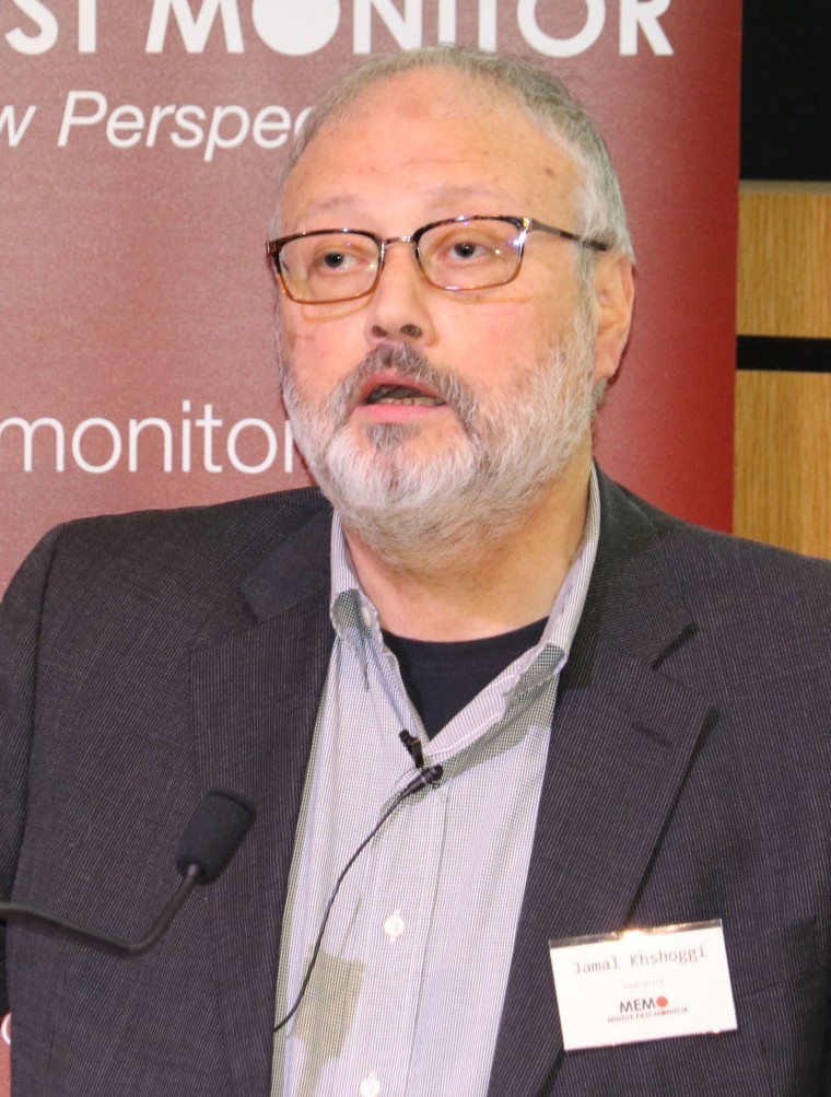 Image: Jamal Khashoggi speaks at an event in London Britain on Sept. 29.