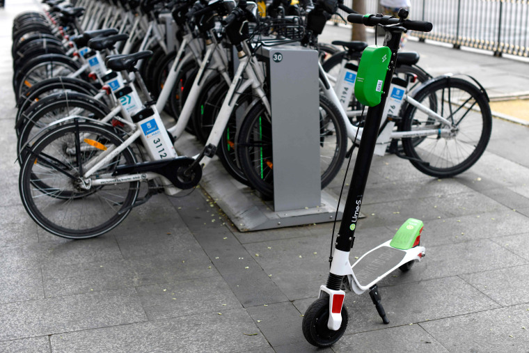 A Lime electric scooter-sharing service