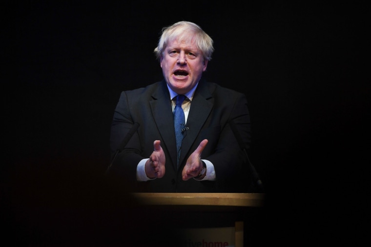 Image: British Conservative Party politician Boris Johnson gives a speech during a fringe event on the sidelines of the third day of the Conservative Party Conference
