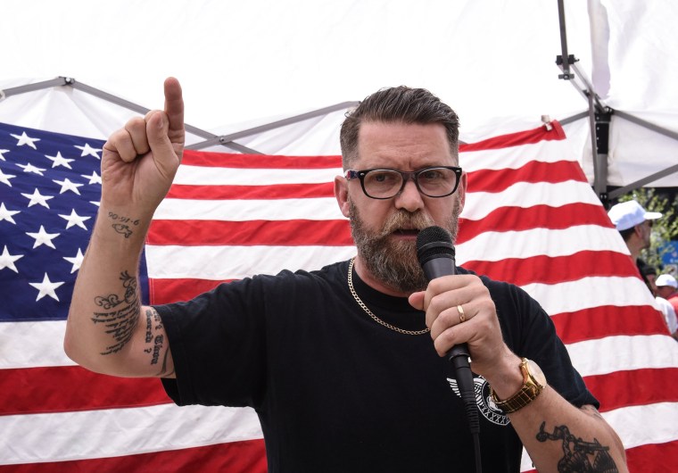 Image: Gavin McInnes speaks during an event called "March Against Sharia" in New York City