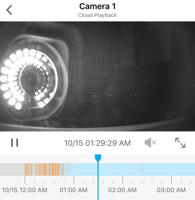 Zmodo camera used at night in a window