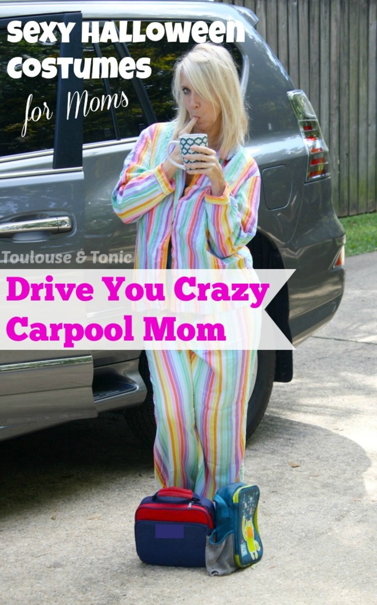 Every dad in the neighborhood will be lining up behind you in our sexy "Drive You Crazy" Carpool Mom costume. Its racy features include whatever funky pajamas you slept in last night, rat's nest hair and a cup of tepid coffee. Rock it with a pair of therapeutic slippers and for our sexiest version yet, skip the bra! Lunch boxes your own. Sold out in L, XL and XXL.