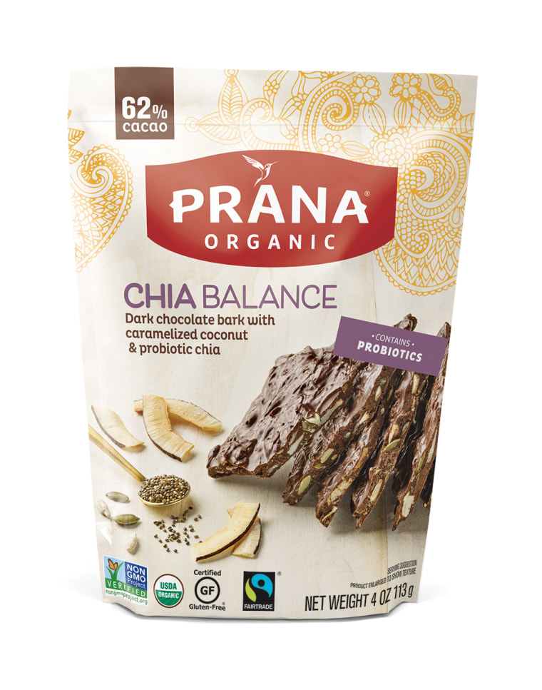 PRANA chocolate bark with probiotic chia