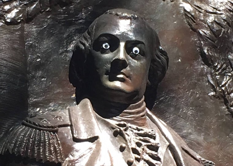 The statue of American war hero Nathanael Greene in Johnson Square in Savannah, Georgia, had a new set of eyes placed on its face
