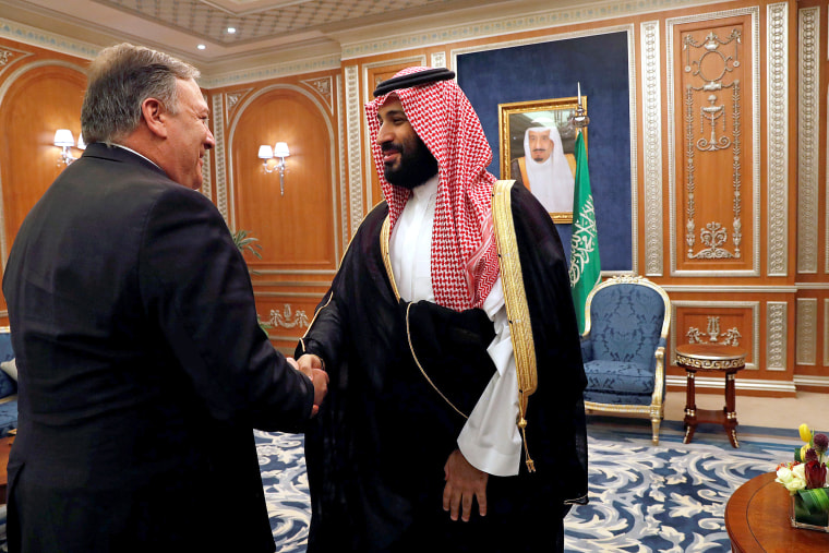 Image: U.S. Secretary of State Mike Pompeo meets with the Saudi Crown Prince Mohammed bin Salman during his visits in Riyadh
