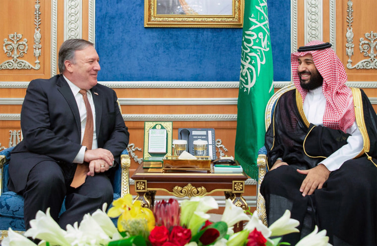 Image: Secretary of State Mike Pompeo meeting with Saudi Crown Prince Mohammed bin Salman