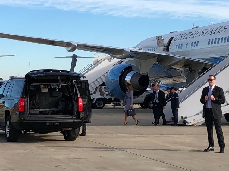 Image: Melania Trump leaves aircraft at Andrews AFB