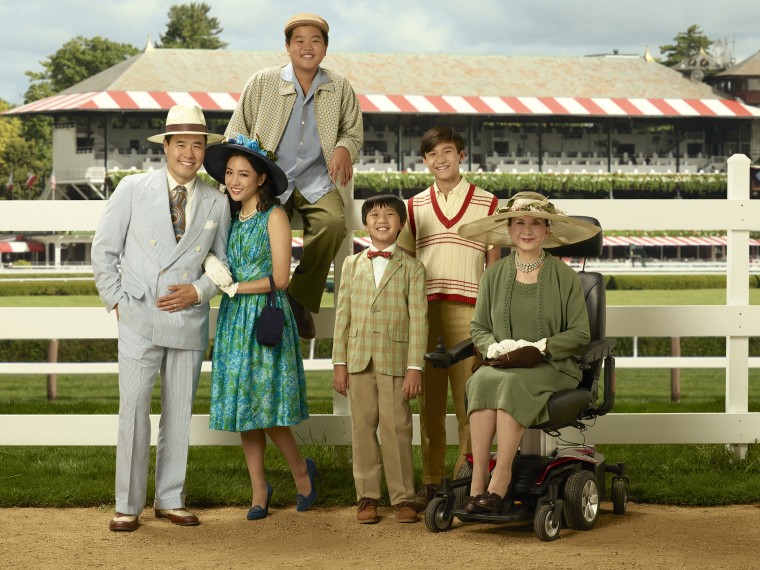 ABC's "Fresh Off the Boat" stars Randall Park as Louis Huang, Constance Wu as Jessica Huang, Hudson Yang as Eddie Huang, Ian Chen as Evan Huang, Forrest Wheeler as Emery Huang and Lucille Soong as Grandma Huang.