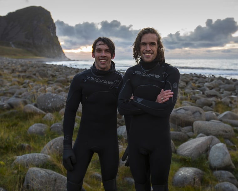 Image: Rolf and William Hellem-Brusso in the Lofoten islands, Norway
