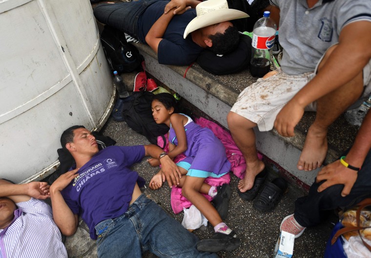 Migrants rest at the main square in Tapachula, Chiapas state, Mexico,