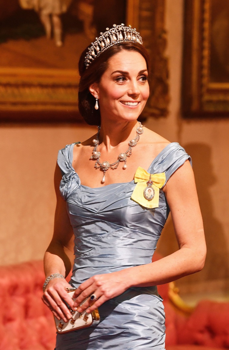 Duchess of Cambridge at state banquet for The King And Queen Of The Netherlands
