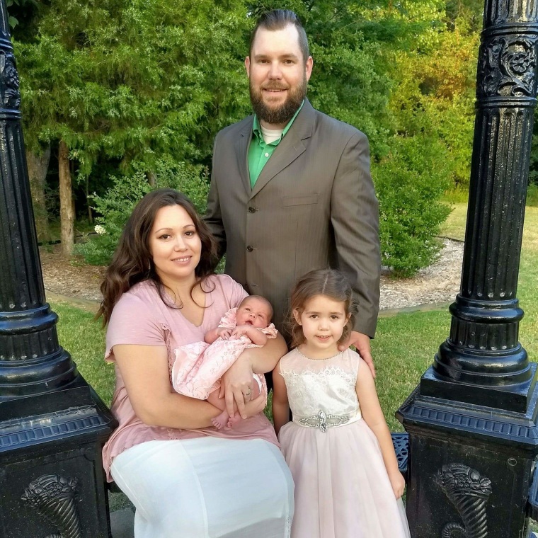 The Goff family: Kris, Mattea, Seleste, 5, and Aurora, 5 months.