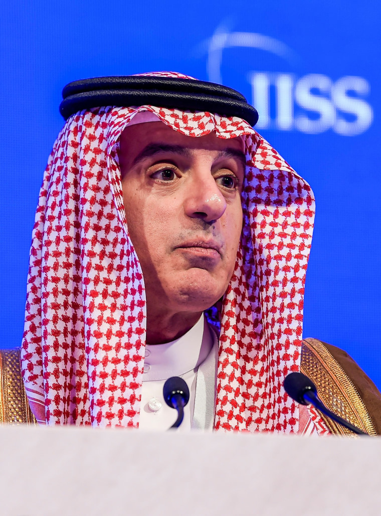 Image: Saudi Arabia's Foreign Minister Adel al-Jubeir speaks at the IISS Manama Dialogue 2018 in Manama
