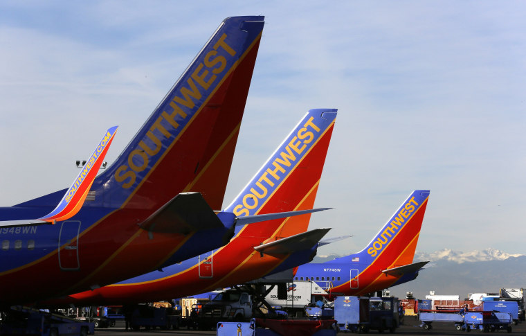 Image: File photo of Southwest Airlines jets waiting on the tarmac at Denver International Airport in Denver