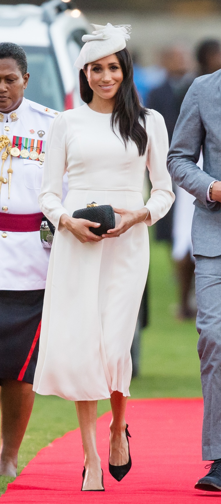 Meghan Markle midi white dress