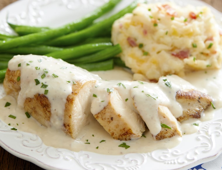 "Smothered Chicken" served with a rich sherry sauce