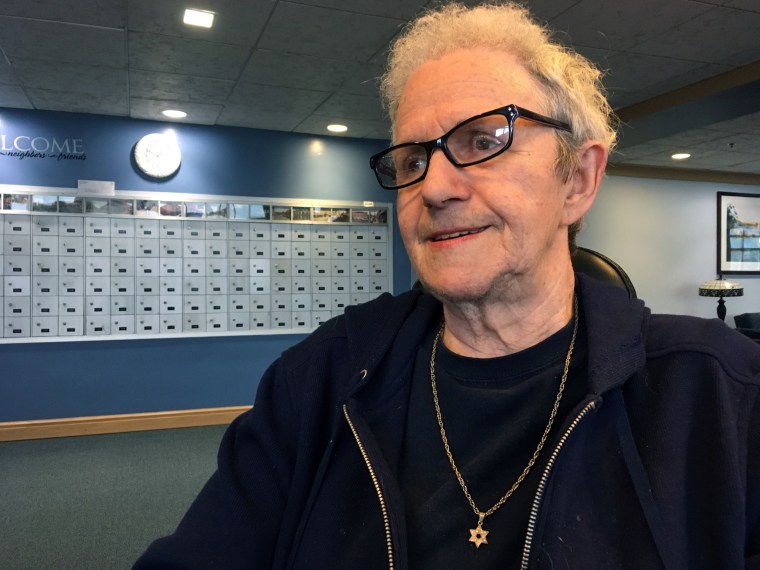 Holocaust survivor Shulamit Bastacky in the lobby of her apartment building in Pittsburgh on Oct. 29, 2018.