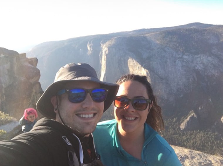 Sean Matteson took a selfie with his girlfriend at Yosemite National Park's Taft Point.
