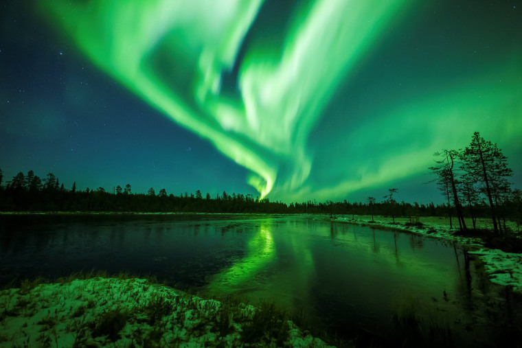 Image: The Aurora Borealis (Northern Lights) is seen over the sky near Rovaniemi in Lapland