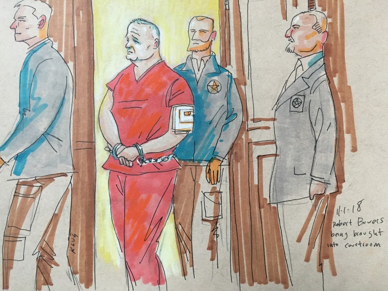 Robert Bowers is arraigned in court on Nov. 1, 2018 in Pittsburgh, Pennsylvania.