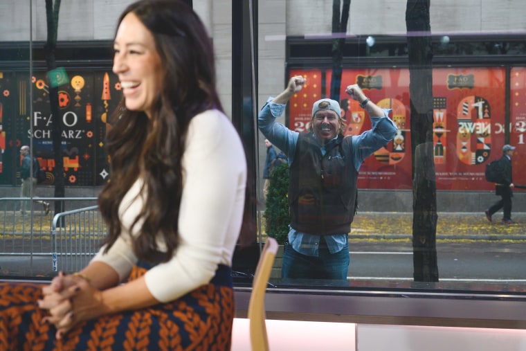 Chip Gaines tries to distract his wife Joanna while on TODAY