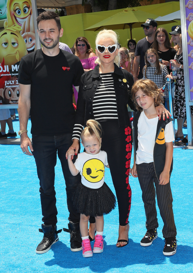 Matthew Rutler, daughter Summer Rain Rutler, wife singer Christina Aguilera and her son Max Liron Bratman