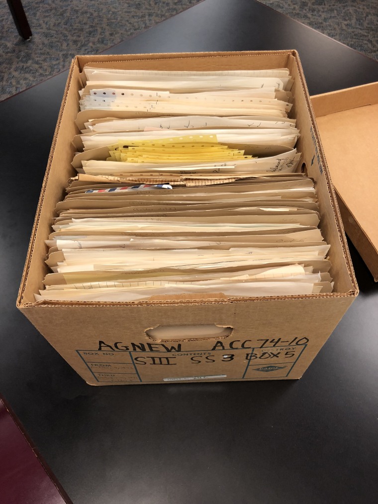 Box of records from the Spiro Agnew archive