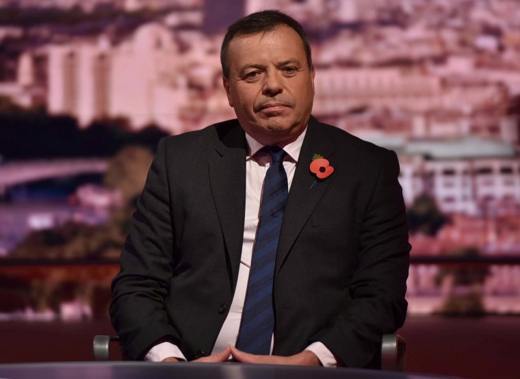 Image: Brexit campaigner, Arron Banks, appears on the BBC's Andrew Marr Show, in London