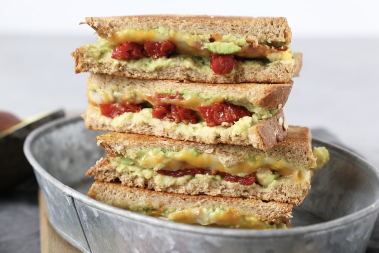 Grilled cheese with avocado and sun dried tomatoes