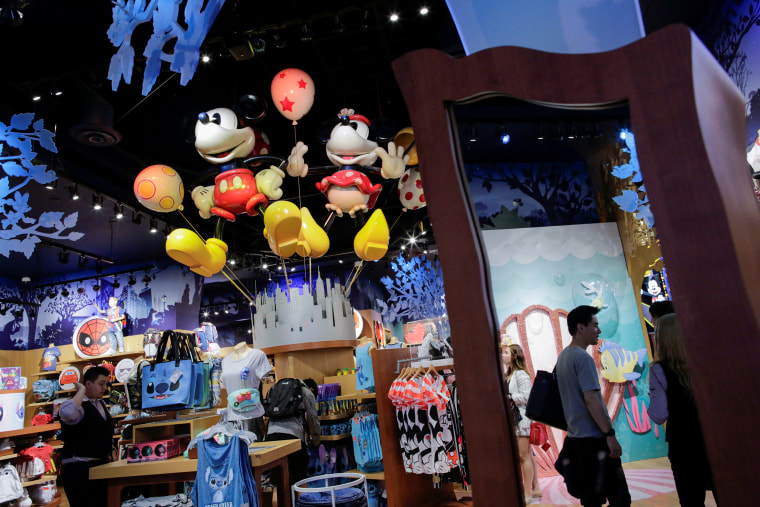 People visit Disney store at Times Square in the Manhattan borough of New York City, New York