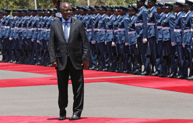 Image: FILE PHOTO: Tanzanian President John Magufuli leaves after inspecting a guard of honour during an official visit to Kenya