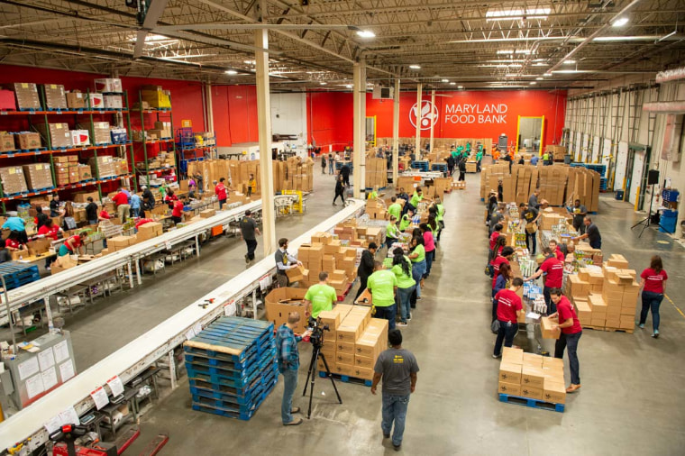 The Maryland Food Bank's 2018 Pack to Give Back Event, photographed 1 November 2018, in Halethorpe MD.