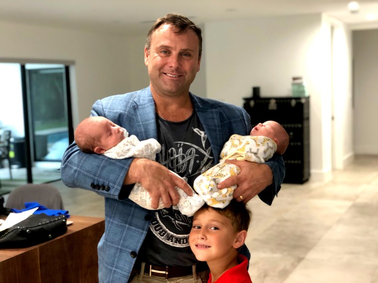 Donatella Arpaia, her husband Allan Stewart, her son Allesandro and the new twins, Noah and Emma.