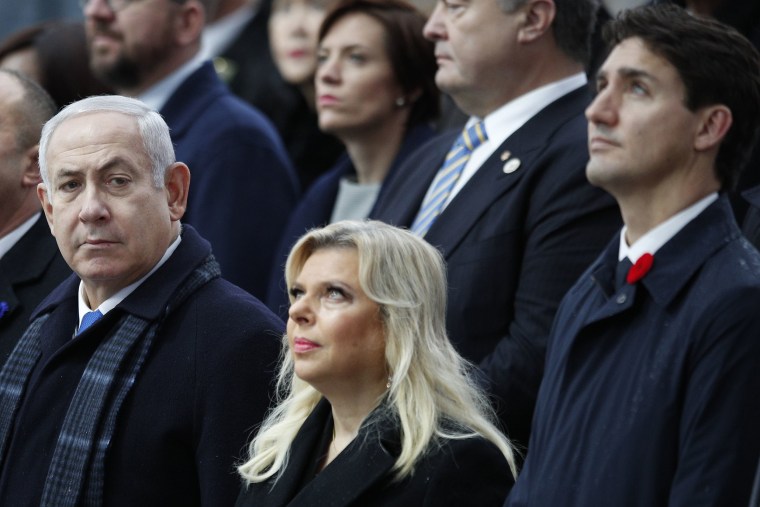Image: Prime Minister Benjamin Netanyahu, left, and his wife Sara, with Canadian Prime Minister Justin Trudeau, right, in Paris
