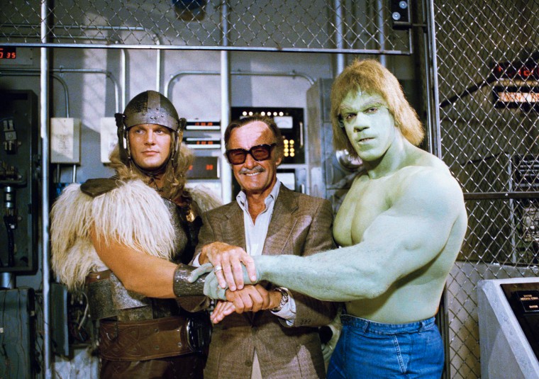 Stan Lee, Lou Ferrigno, and Eric Kramer in 1988