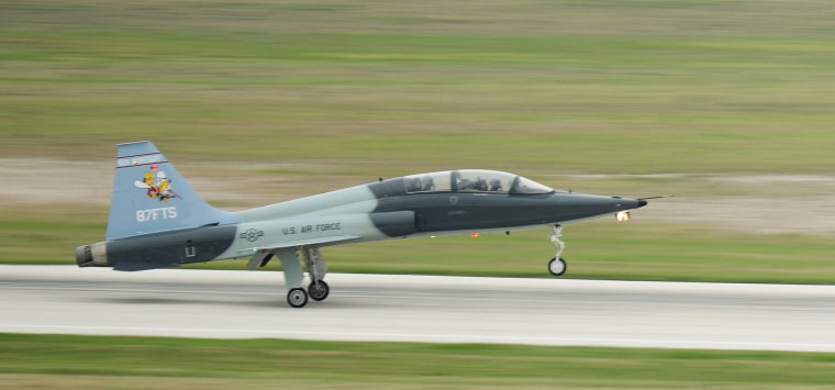 Image: An 87th Flying Training Squadron commander lands a T-38C Talon after a formation flight at Laughlin Air Force Base
