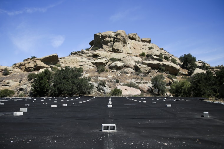 A black tarp covers the field to stabilize mercury-containing soil at the Santa Susana Field Laboratory in Simi Valley, California, in 2013.